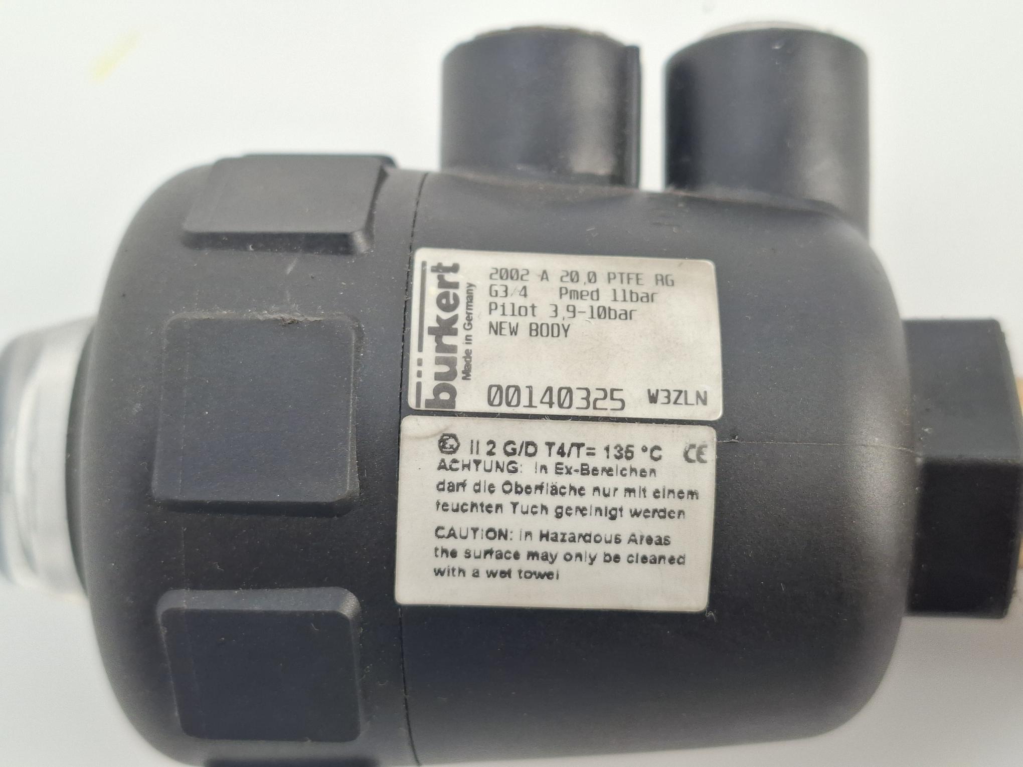 Schrägsitzventil, 2002 A PTFE RG, 10bar, DN20, PN25, G3/4", 140325, Bürkert, neuwertig