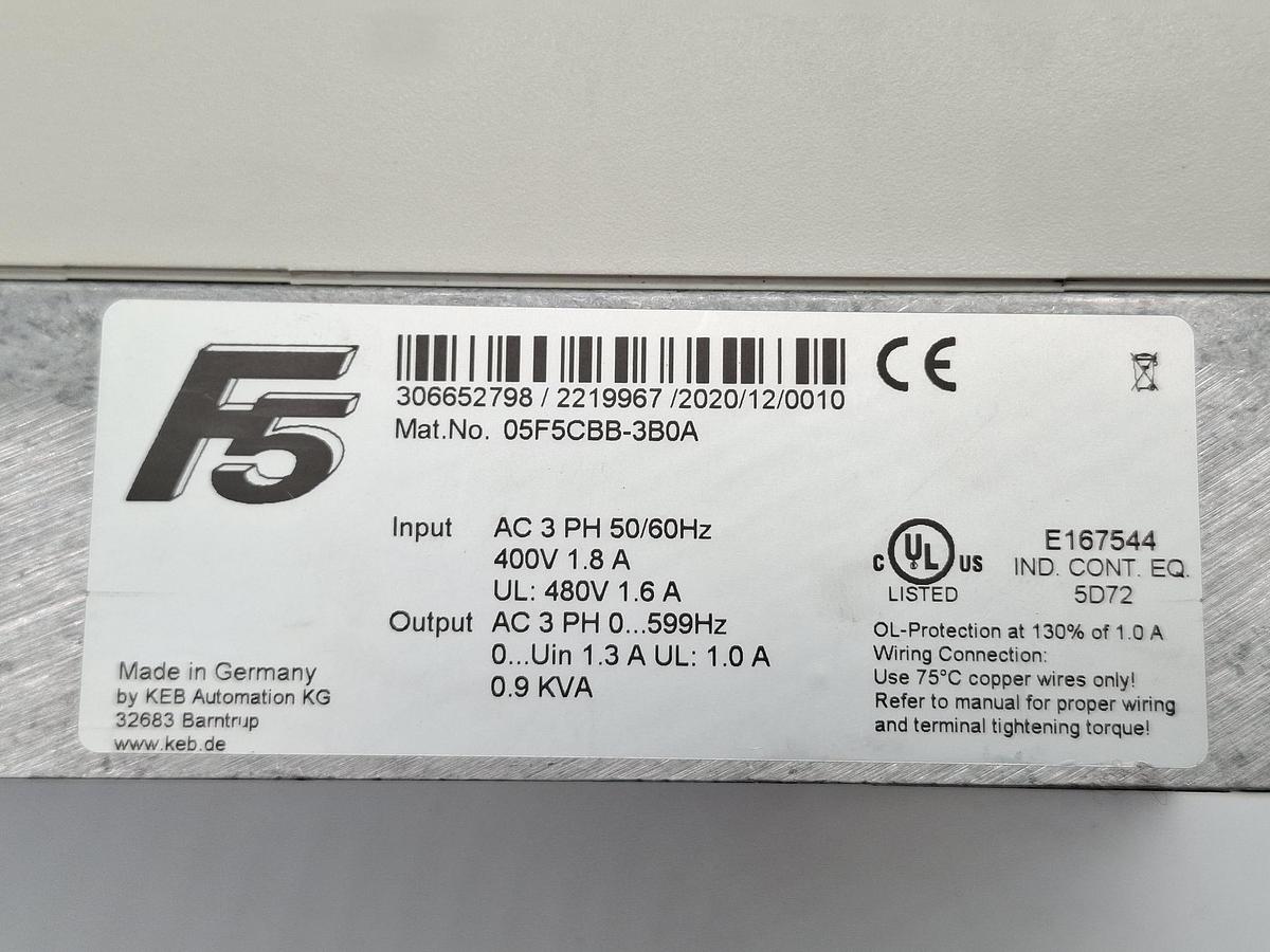 Frequenzumformer Combivert F5, 0,9 KVA, 05F5CBB-3B0A KEB, neuwertig