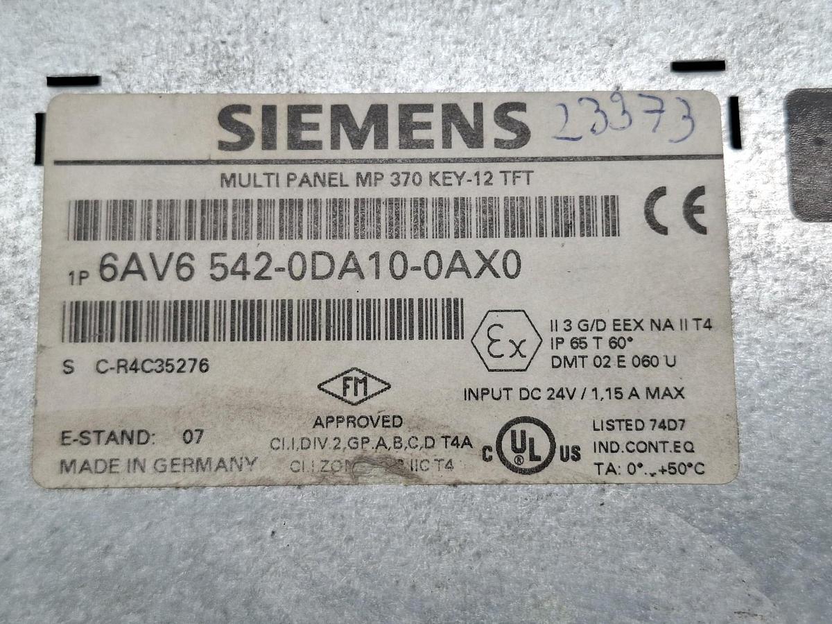 Gebraucht Multi Panel, MP 370 KEY-12 TFT, 6AV6- 542-0DA10-0AX0, Siemens, gebraucht-Top