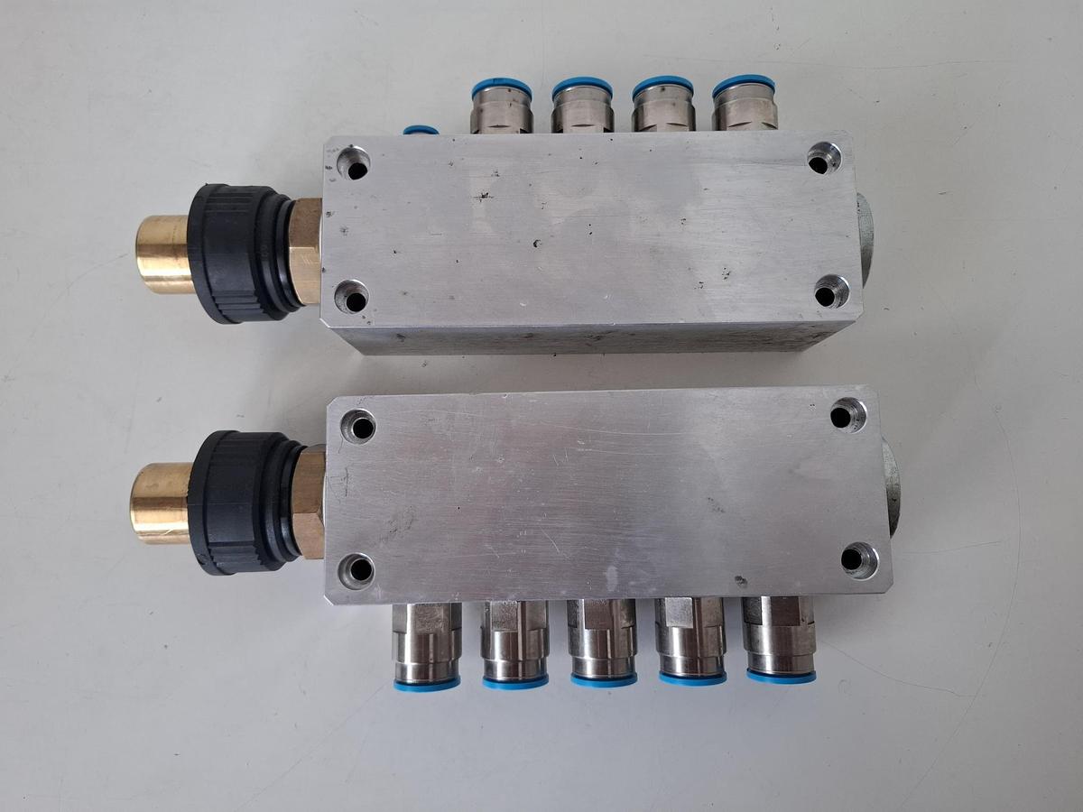 Gebraucht 1 Stück Alu Druckluftverteiler,  D28 auf 5xD16mm, , gebraucht