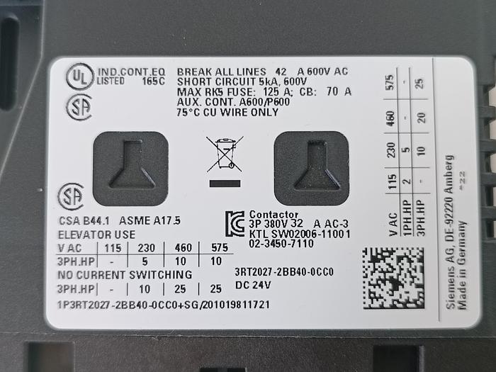 Gebraucht Schütz Sirius + Verbindungsbaustein, 3RT2027-2BB40-0CC0, Siemens, neuwertig -40%