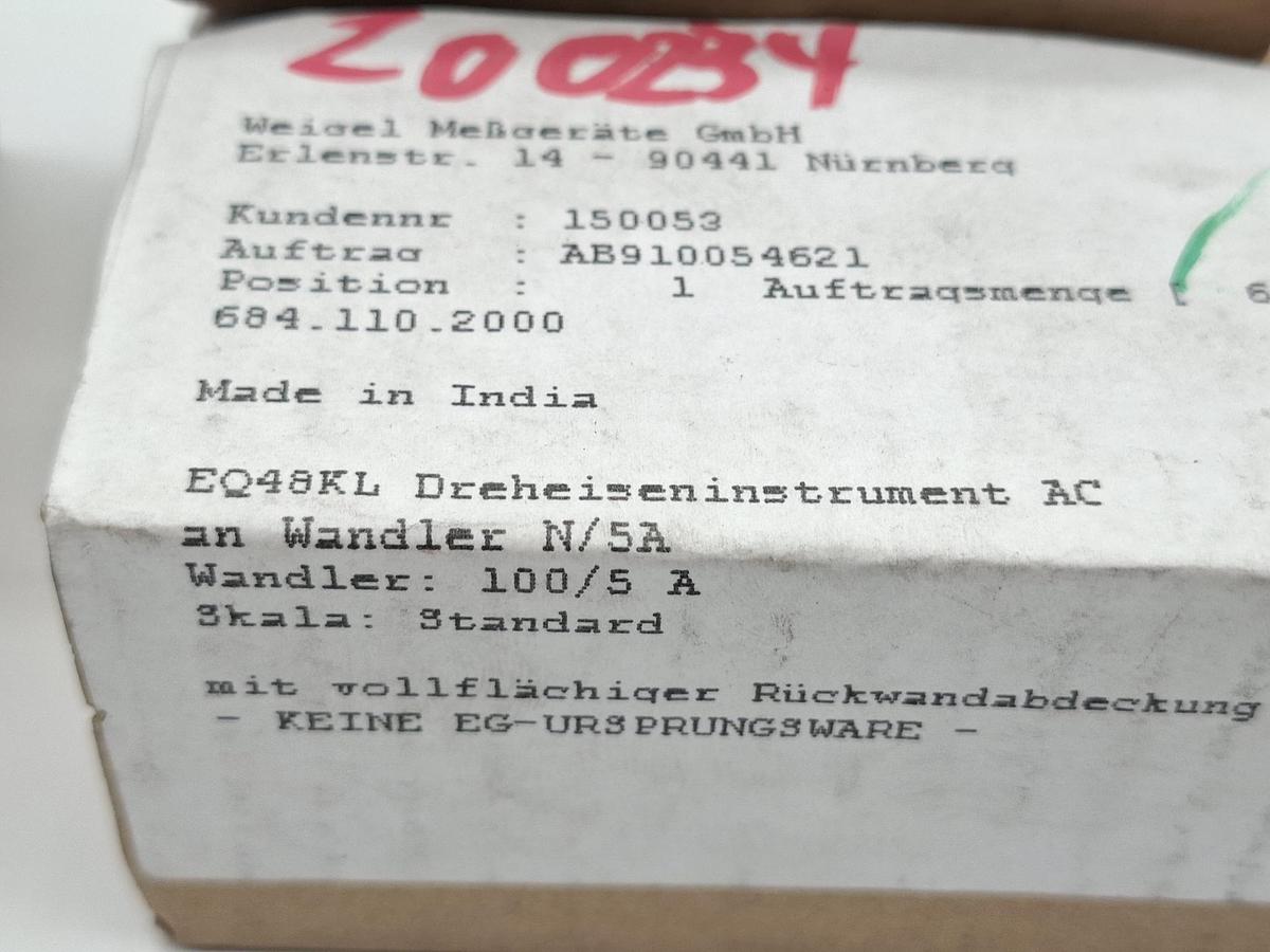8 Stück Dreheiseninstrument AC, 100/5A, € 11/Stück, 684.110.2000, EQ48KL, Weigel, neu