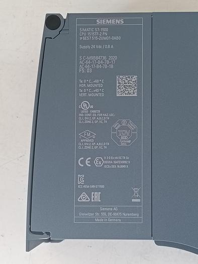 Gebraucht Simatic S7-1500, inkl. Memory card, 6ES7 515-2UM01-0AB0, Siemens, neuwertig -40%