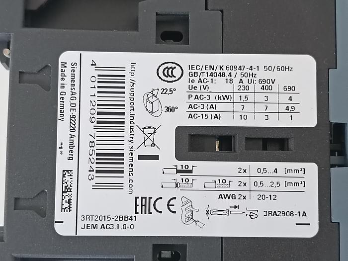 Gebraucht 3 Stück Schütz Sirius + Anbauteile, 3RT2015-2BB41, Siemens, neuwertig -40%