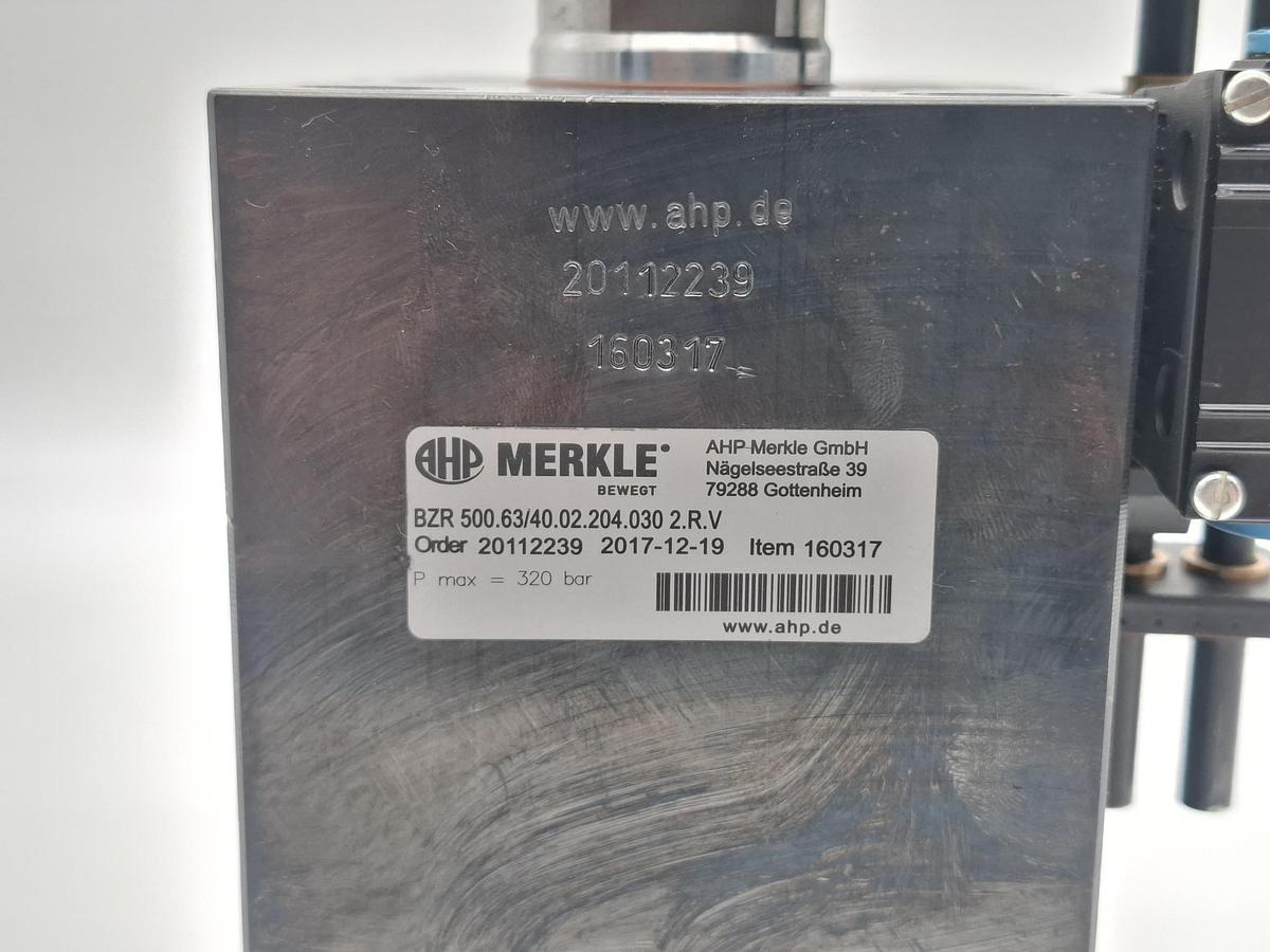 Blockzylinder mit Balluff Endschalter, Hub 30mm, Kolben D63mm, BZ 500.63/40.02.204.030 2.R.V, Merkle, neu