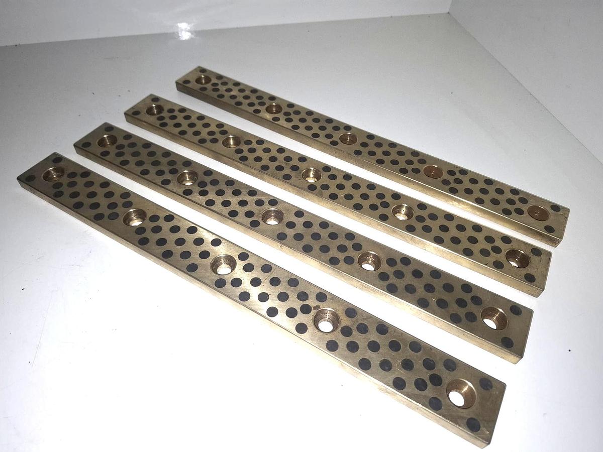 2 Stück Bronze Gleitlagerplatte mit Graphiteinsätzen, 350x35x10mm, , neu