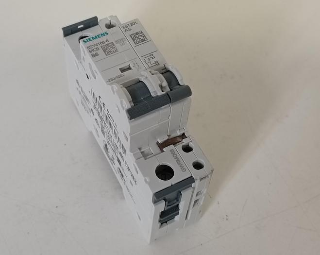 Gebraucht 5 Stück Leistungsschalter, 230/400V, 5SY4106-6 MCB B6, Siemens, neuwertig -40%
