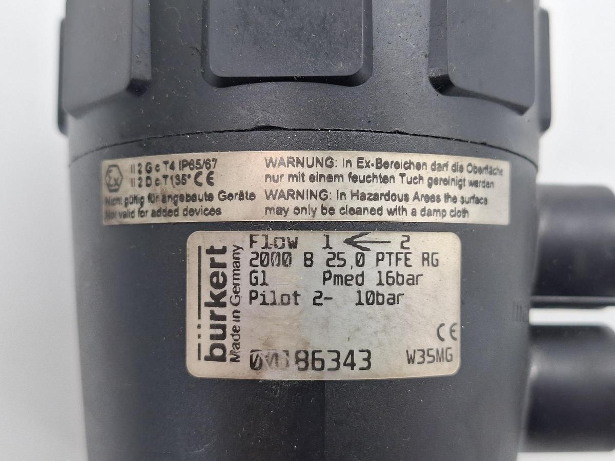Schrägsitzventil, 2000 B PTFE RG, 16bar, DN25, PN25, G1", 186343, Bürkert, neuwertig