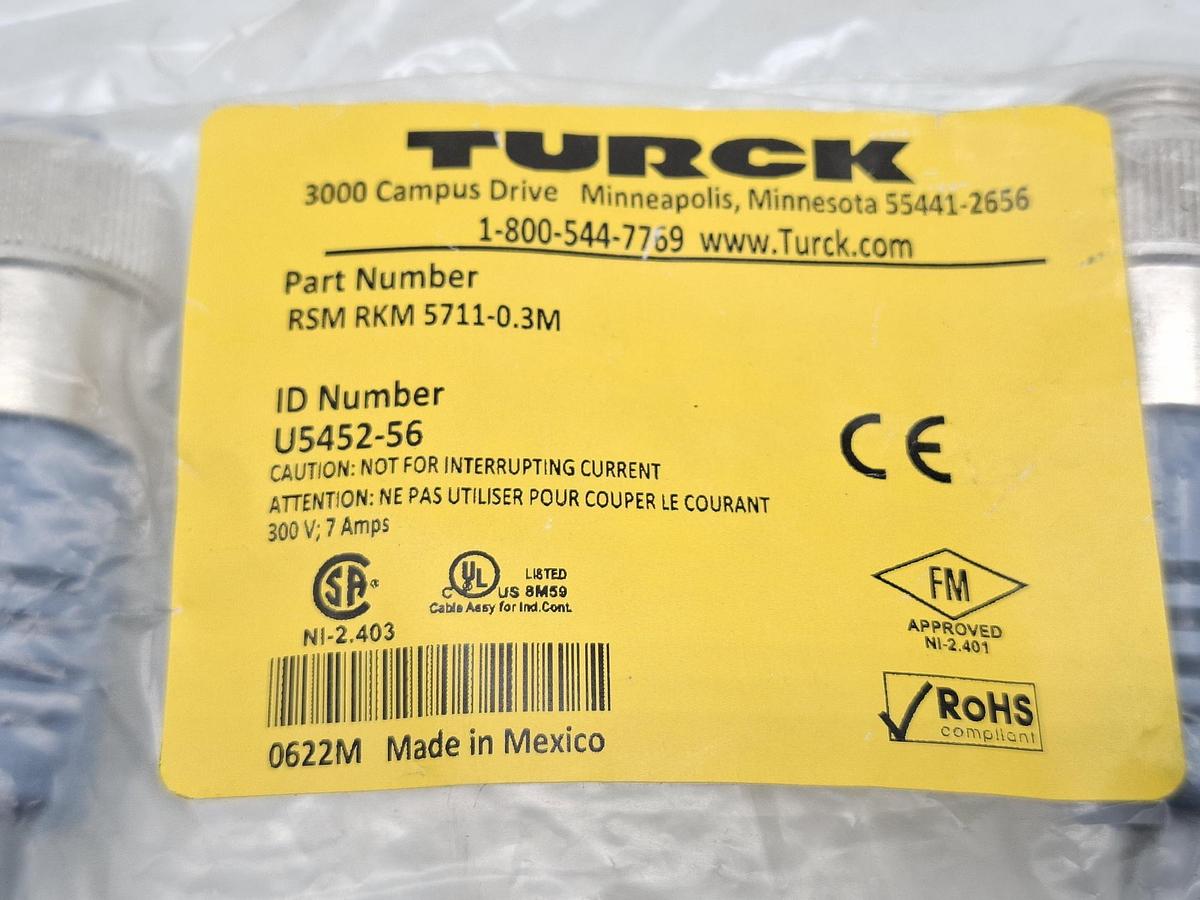 Power supply cable, 0,3m, RSM RKM 5711-0,3M, Turck, neu