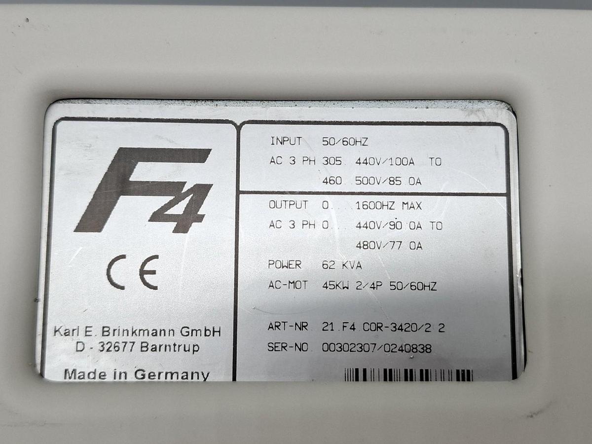 Gebraucht Frequenzumformer F4, 45KW, 21.F4.COR-3420/2 2, KEB, gebraucht