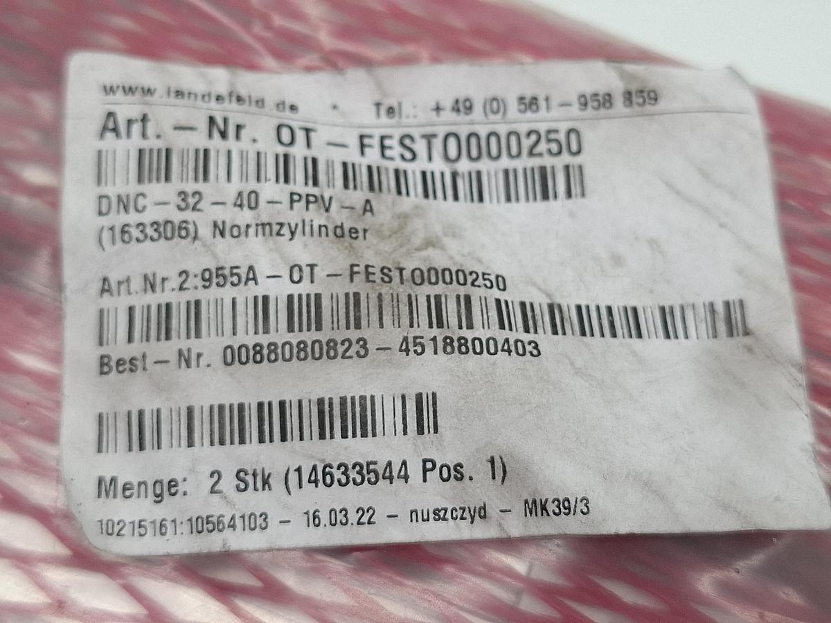 Normzylinder, Hub 40mm, DNC-32-40-PPV-A, 163306, Festo, neu