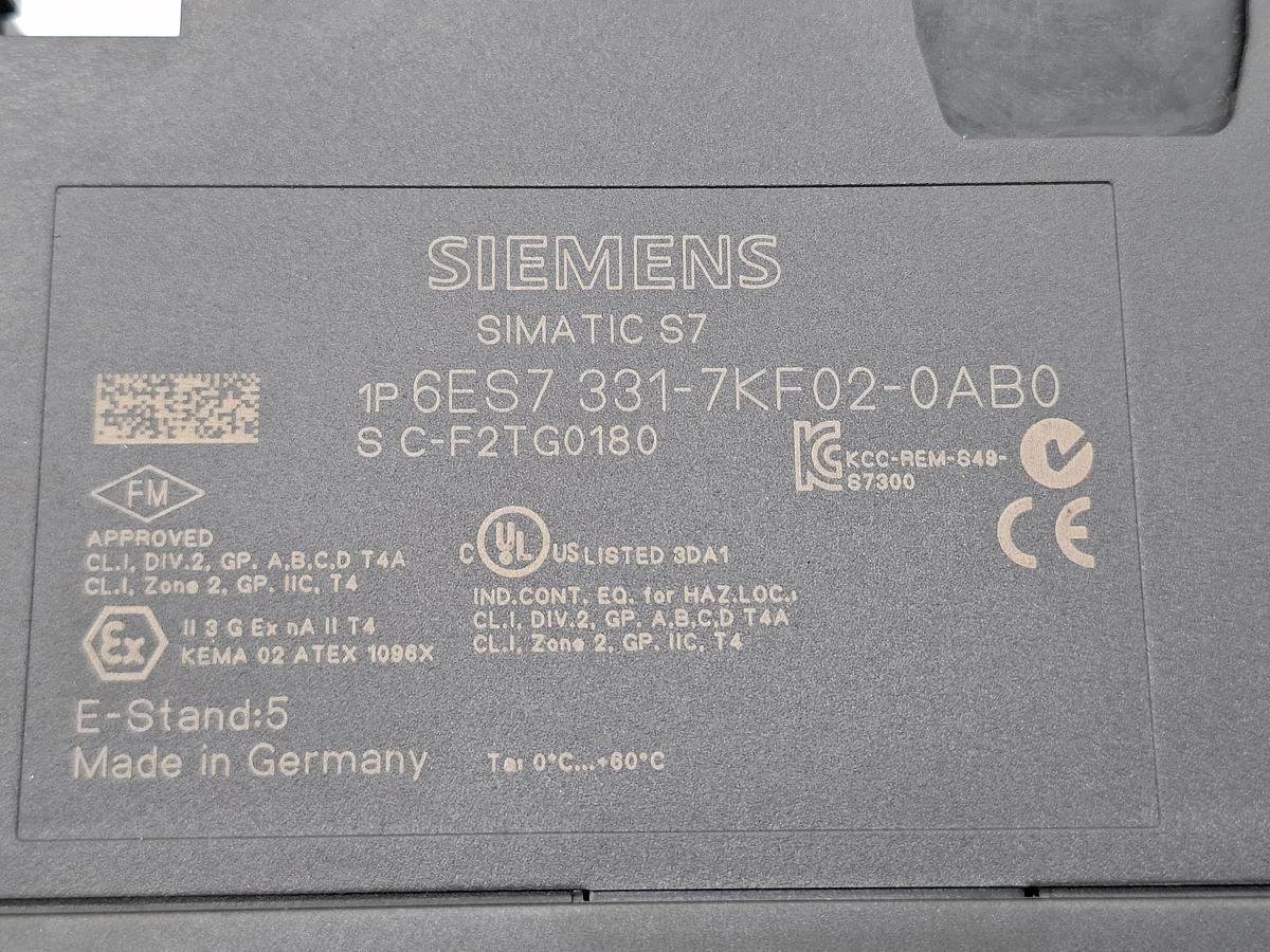 Gebraucht 1 Stück Analogeingabe SM331, 6ES7 331-7KF02-0AB0, Siemens, gebraucht-Funktionszusicherung