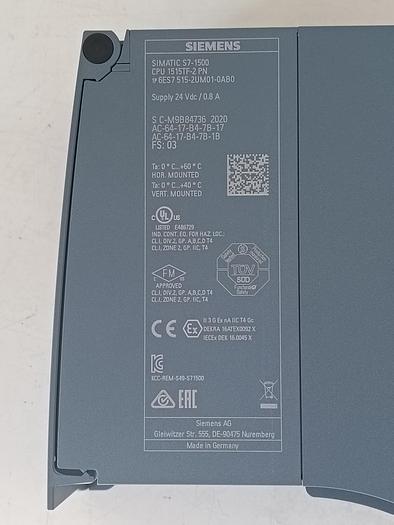 Gebraucht Simatic S7-1500, inkl. Memory card, 6ES7 515-2UM01-0AB0, Siemens, neuwertig -40%