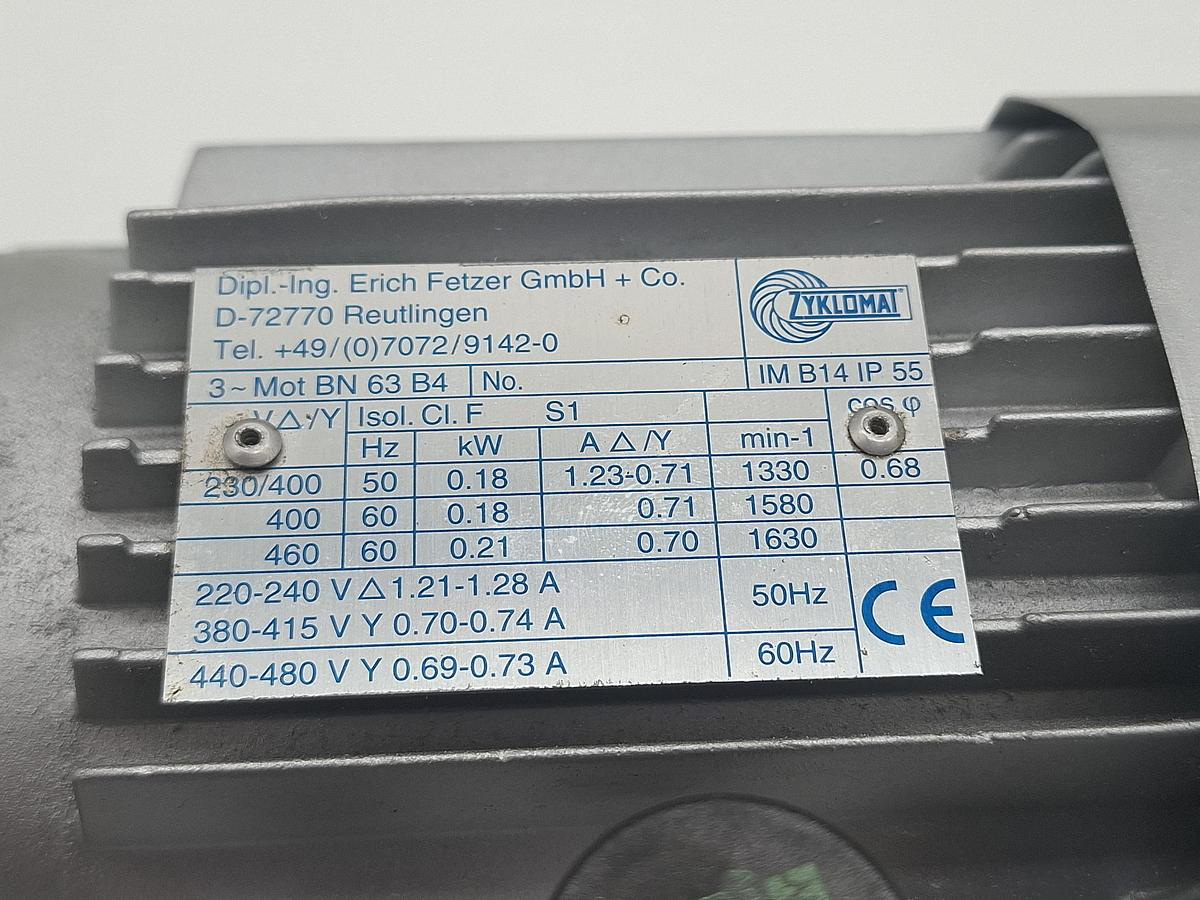 Gebraucht Getriebemotor, 1330rpm/14,7rpm, 0,18KW, I=90,5, Zyklomat, gebraucht getestet