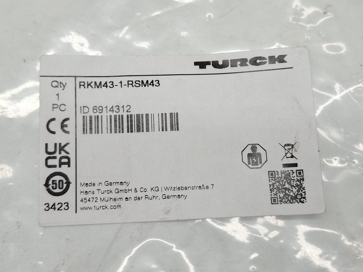 Power supply cable PUR, 1m, RKM43-1-RSM43, Turck, neu