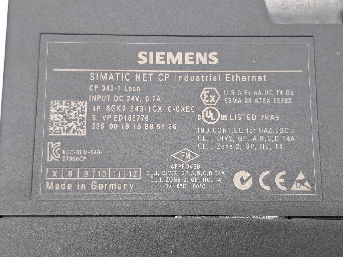 Gebraucht Prozessor CP343-1, 6GK7 343-1CX10-0XE0, Siemens, gebraucht-Funktionszusicherung