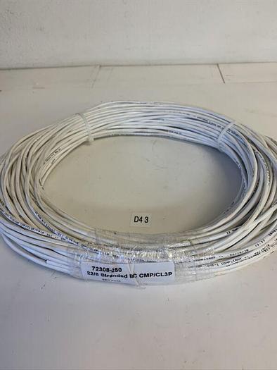 22/8 Stranded BC CMP/CL3P Plenum White Cable 250 Feet Fast Shipping!~Warr
