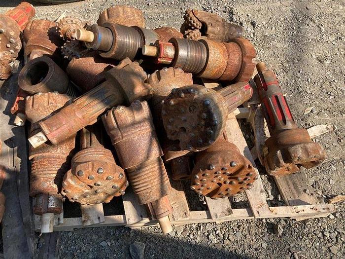 Used Lot of 12 Hammer Bits, 5 Chucks & 2 Tri-cone Bits