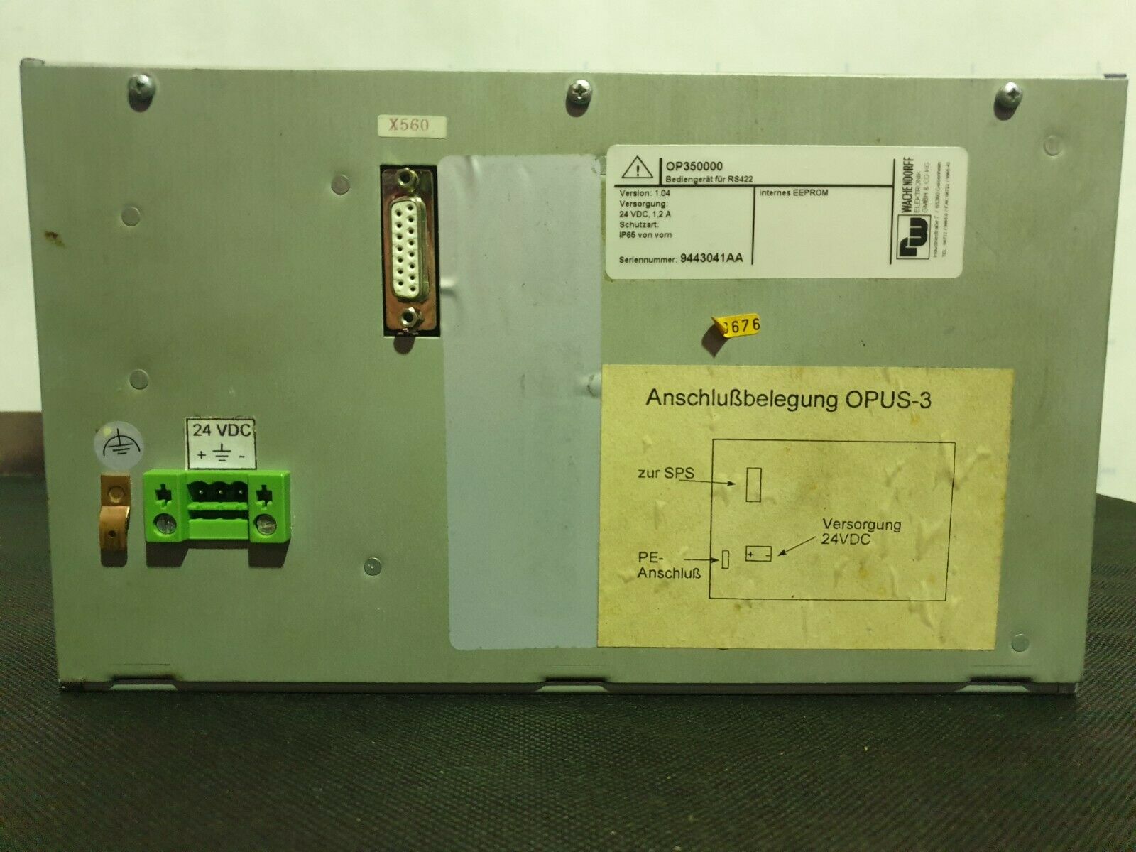 Used Wachendorff Opus 3 Controller OP350000 Version 1.04 Fette p/n: OP35000 NO KEY