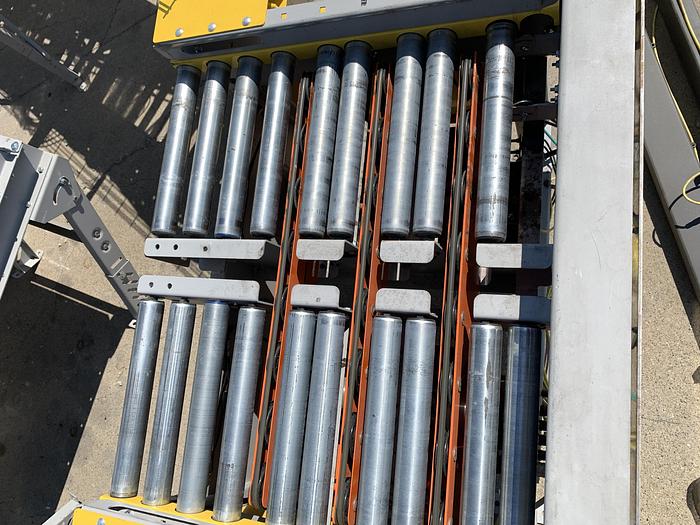 Used CONVEYOR SECTIONS, BALL, ROLLER, POWERED PLC CONTROLLED TRANSFER CONVEYOR,  SAFTEY FENCING