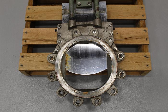 Used Wey Valve 10" Air Operated Knife Gate Valve, Stainless Steel Body #43928