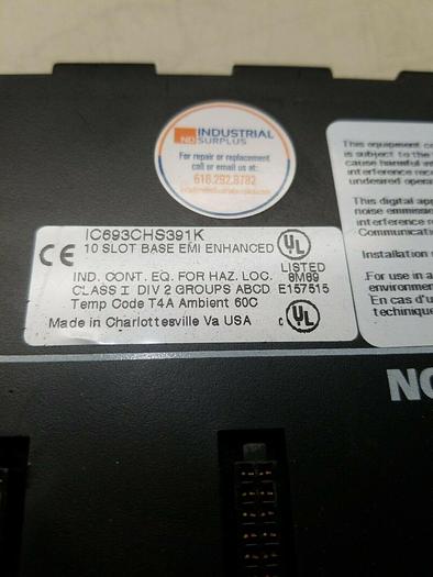 Used GE Fanuc IC693CHS391K Programmable Controller Base 10-Slot IC693CHS391K