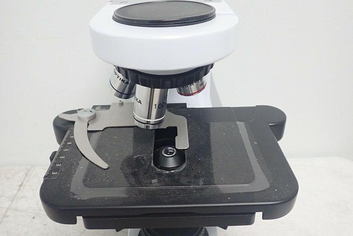 Used Optika B-510-2 Two Headed Teaching Microscope, Side by Side, 5 Objectives - NEW