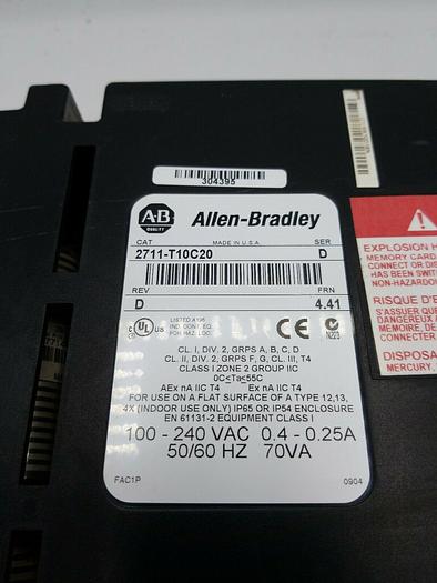Used ALLEN-BRADLEY 2711-T10C20 SER D REV D FRN 4.41 PanelView 1000