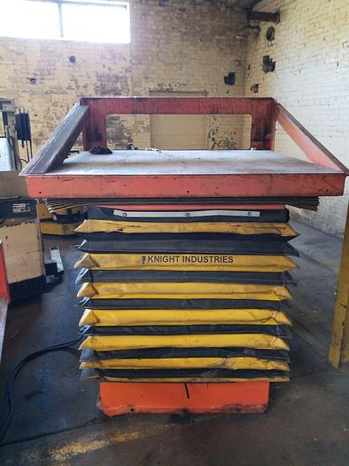 Used KNIGHT 4000 LB 2 Ton Air Pneumatic Lift & Tilt Table 57x52" Top 35 Deg Tilt
