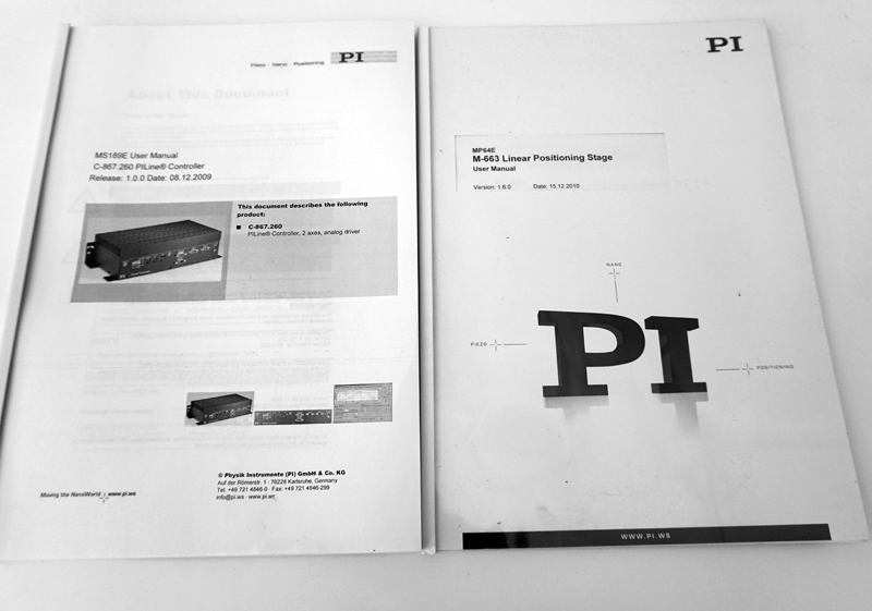 Used PI M-663.465 3 axis micropositioning piezo stage with C-867, C-867.260 controllers