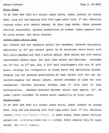 Used 2000 Mereen Johnson 424-DC-2+4 Gang Rip Saw