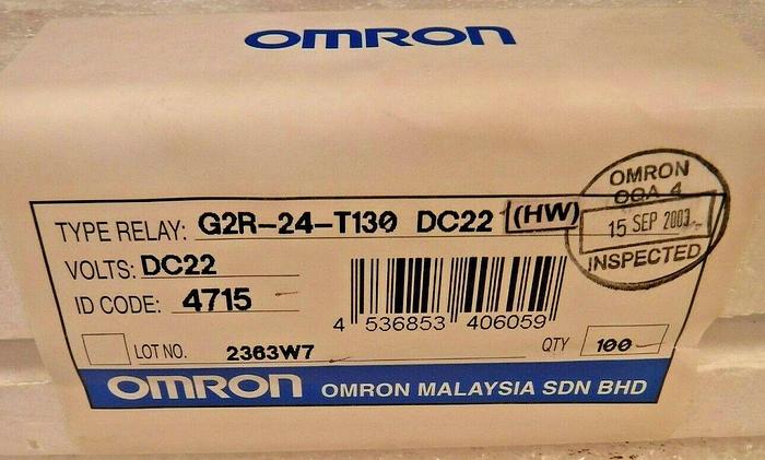 Omron G2R-24-T130-DC22 SDN BHD General Purpose Relay (22 VDC) Lot of 1,000 "NEW"