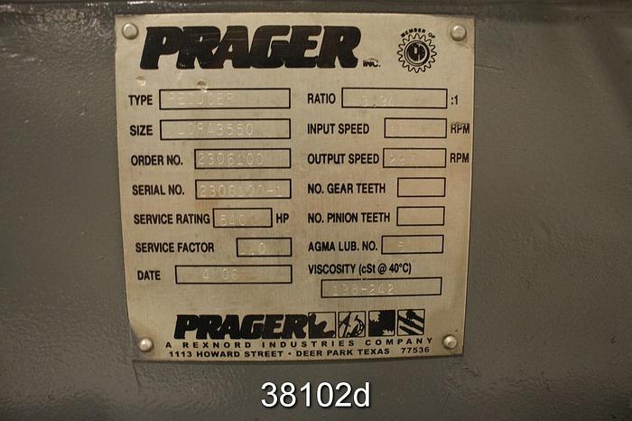 Unused Prager - Rexnord LDRA3550 Gear Box Reducer, 3.94/1 Ratio #38102