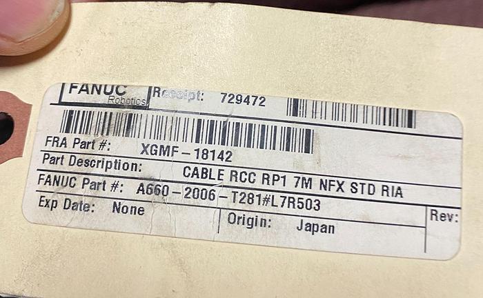 Used FANUC RCC CABLE RP1 7M A660-2006-T281