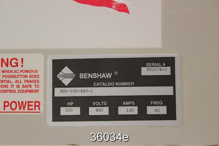 Used Benshaw RS6-100-480-1 Soft Starter with Controls #36034