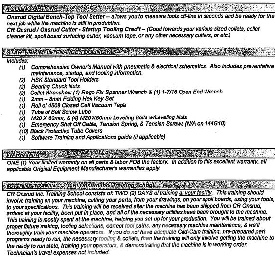 Used 2006 CR Onsrud Model 288G16 Panel Pro CNC Router