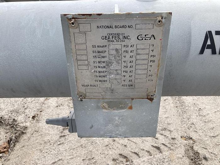 Used GEA FES Inc. approximately 230 square foot shell and tube heat exchanger