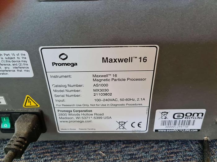 Used Promega Maxwell 16 MX3030 Magnetic Particle Processor