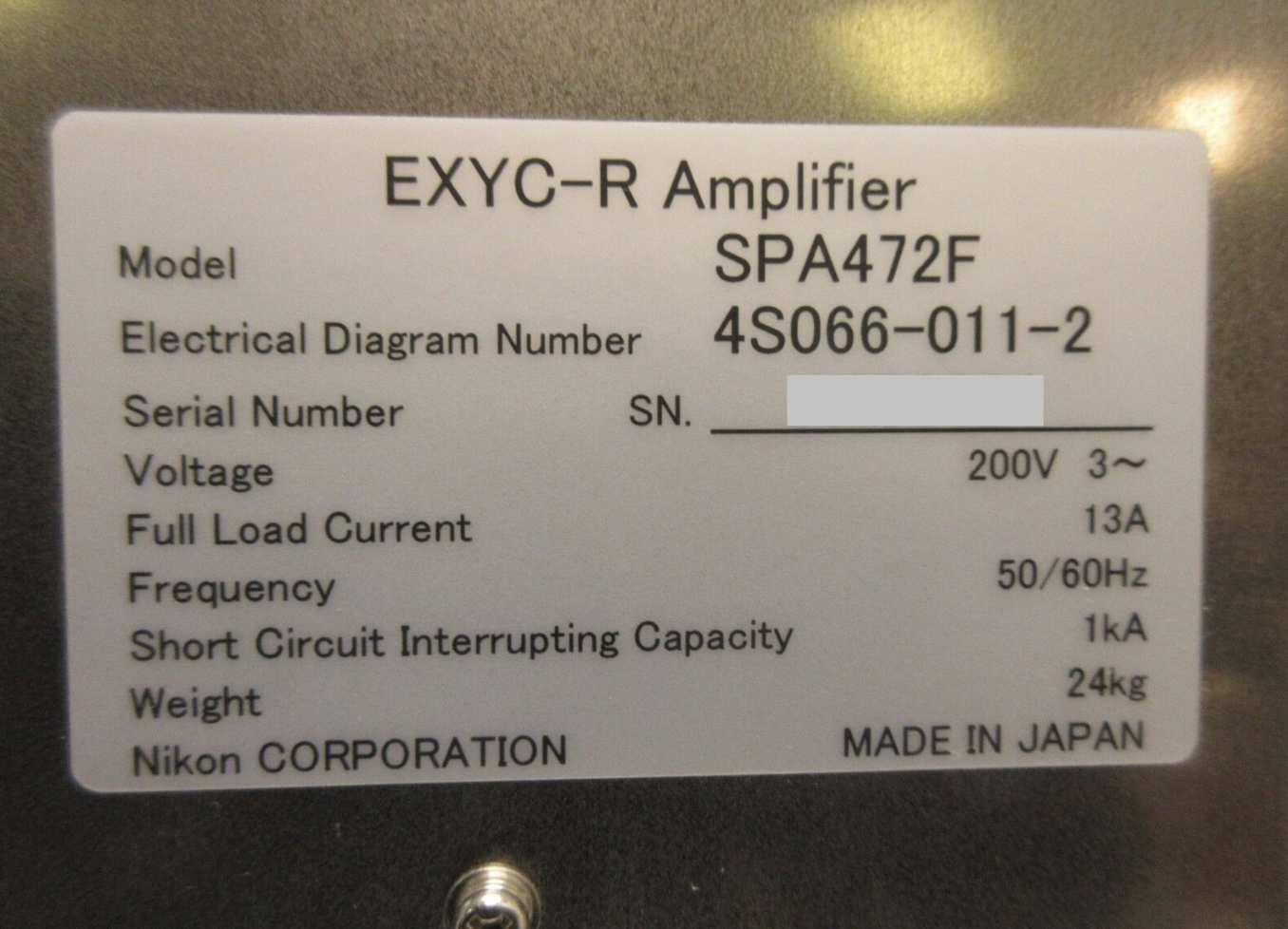 Used Nikon 4S066-011-2 EXYC-R Amplifier SPA472F 4S013-684-1 Used Working