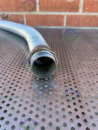 Used Stainless Steel   Flexible Vacuum 30" Hose w/ 3" Vacuum Fitting to 2" Threaded