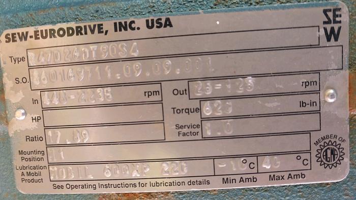 Used Conveyor, Screw, 9.5" x 5'9", S/st, 1.5 HP, 10" In/Out, #C742698