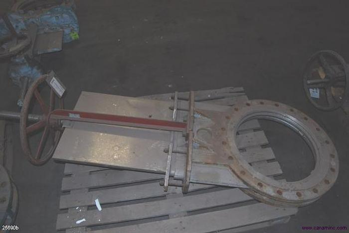 Used Rovalve  20" Hand Operated Knife Gate Valve, Mild Steel Body, Stainless Steel Wetted Parts #25690