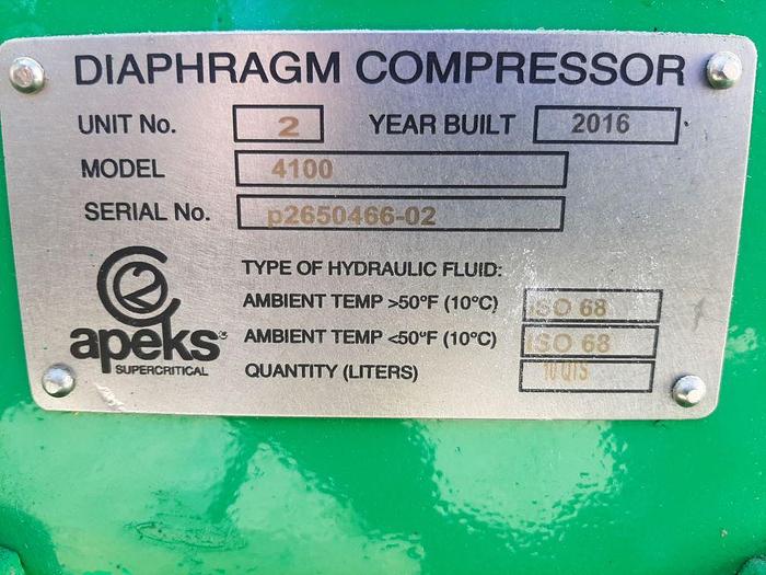 Used Compressor, Gas, 10 HP, Diaphragm, Apeks, 2000 PSI #A744769