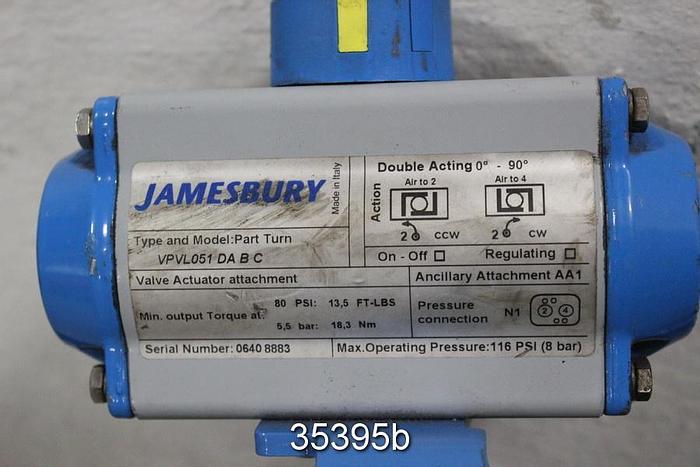 Unused Jamesbury 3/4 3/4 23 3600 TT A 1 3/4" Pneumatic Threaded Ball Valve #35395