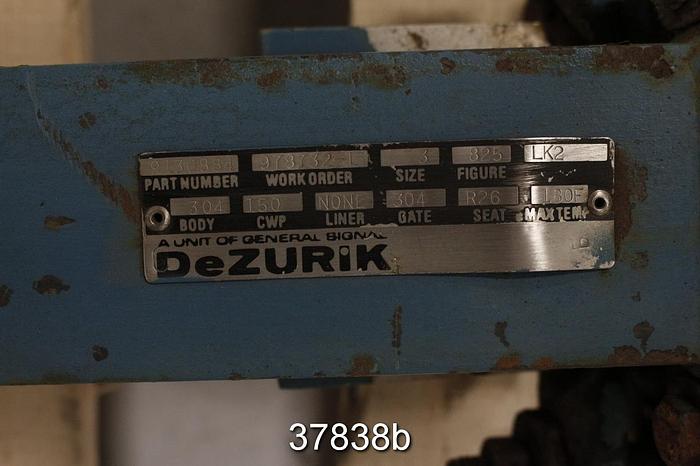 Used Dezurik 3" Hand Operated Knife Gate Valve #37838