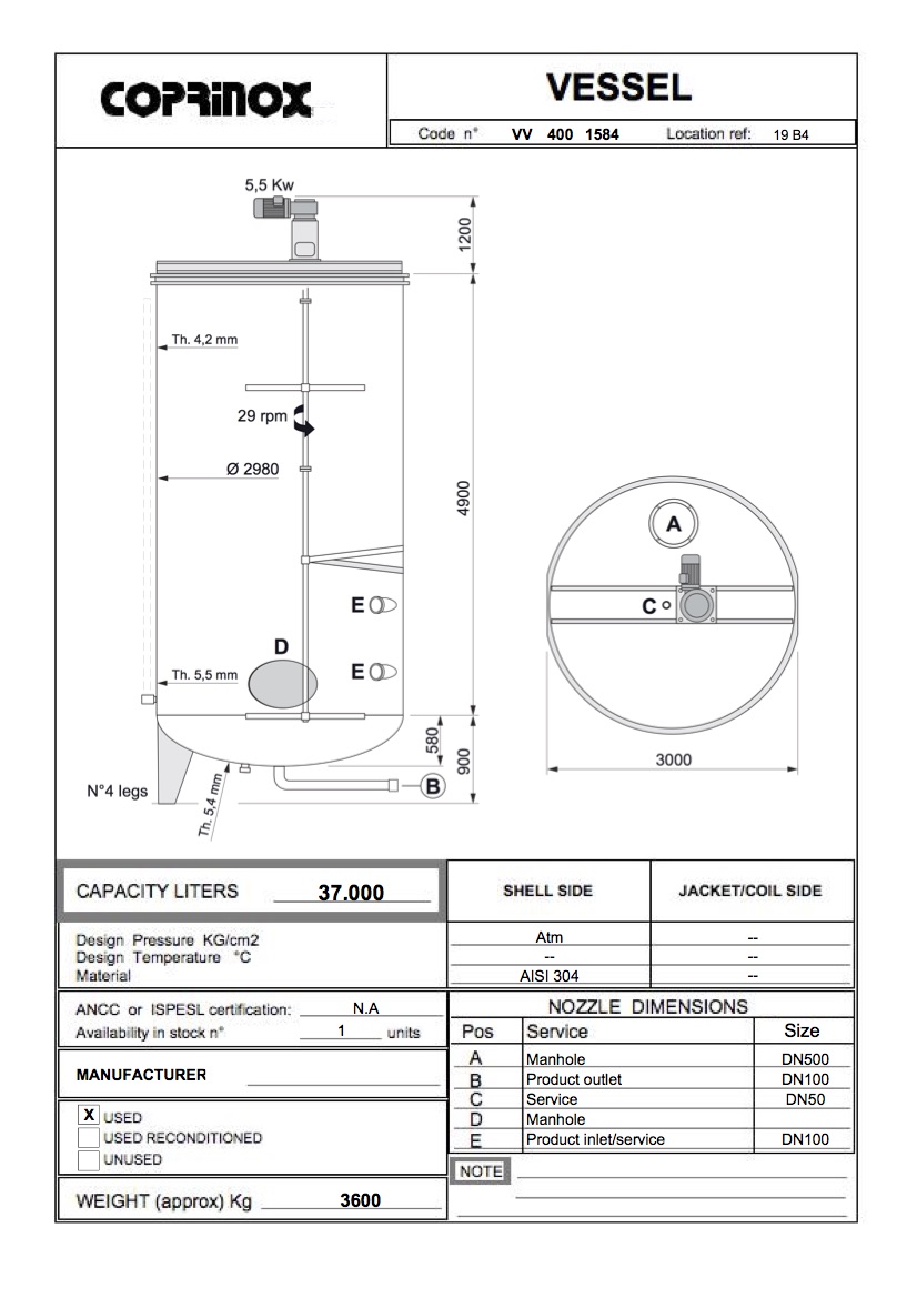 Usato Serbatoio con agitatore, da 37000 Litri