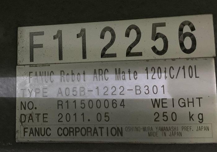 Used FANUC ARCMATE 120iC/10L 6 AXIS CNC MIG WELDING ROBOT WITH R30iA CONTROLLER