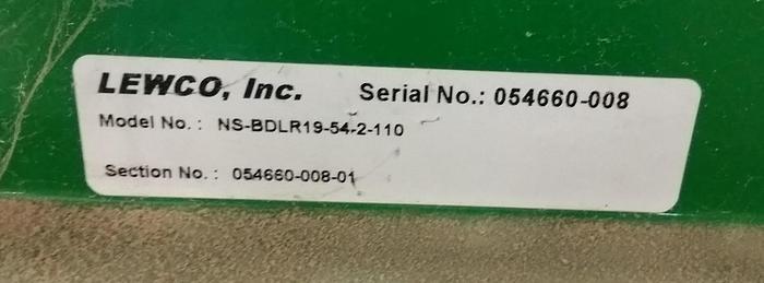 Used LEWCO LEWCO NS-BDLR19-54-2-110, 57'' x 10' BELT CONVEYOR