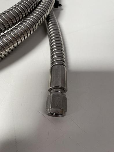 Used Stainless Steel 108" Flexible Braided Hose w/ 1/2" Sanitary Fittings & 1/4" NPT