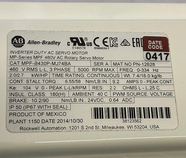 Allen-Bradley MPF-B430P-MJ74BA 460 Volt 3PH